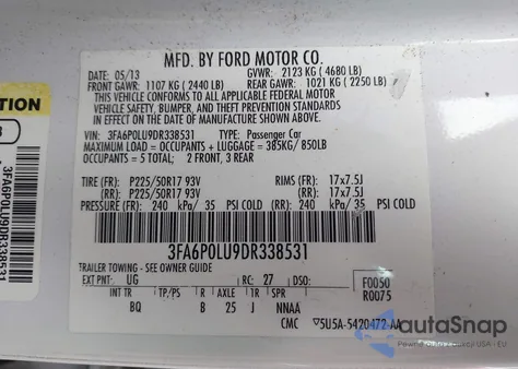 2013 Ford Fusion Hybrid Se from USA, damaged, VIN 3FA6P0LU9DR338531